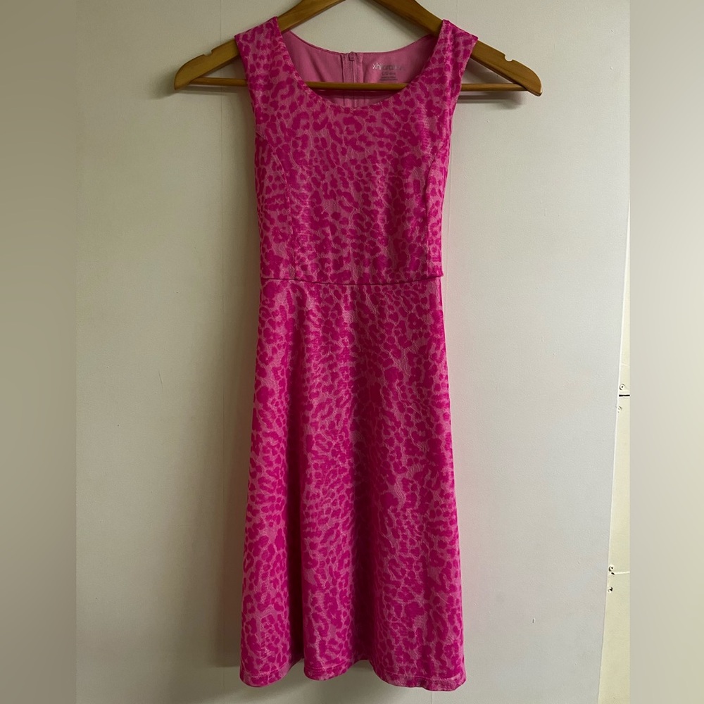Girls Pink Leopard Print Dress Sz 10/12